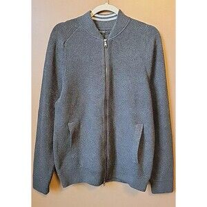 EUC Banana Republic Mens Dark Charcoal SUPIMA Cotton Bomber Sweater Jacket Sz M